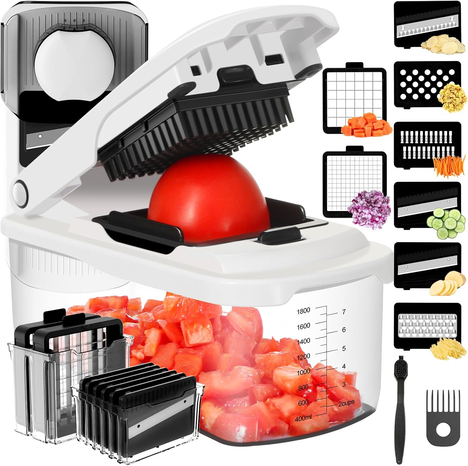 Kitchen Gadgets Images - 8-in-1 Manual Food Chopper with Container,