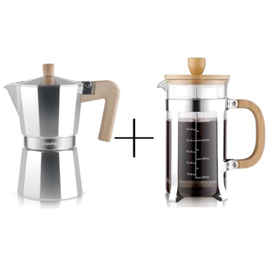 French Press Coffee Maker - Aluminum Moka Pot Stovetop Espresso and