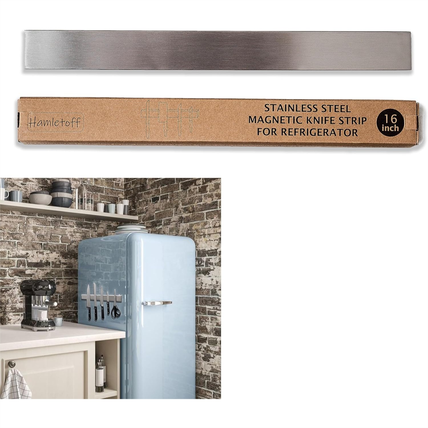 Magnetic Knife Strip - Magnetic Knife Holder for Refrigerator, 16