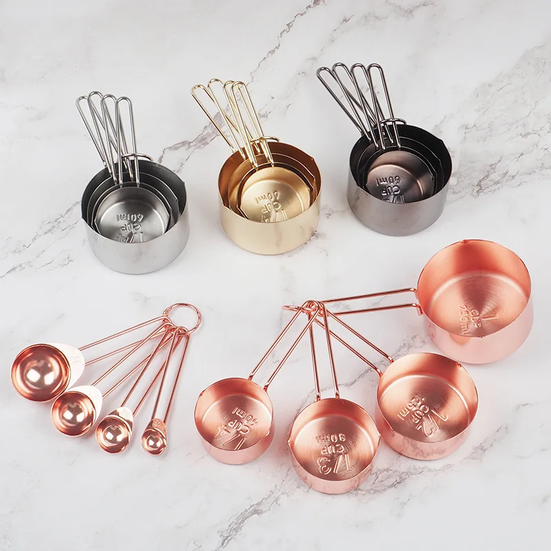 Kitchen Gadgets Gold - 8pcs/set Rose Gold Measuring Spoons Cups