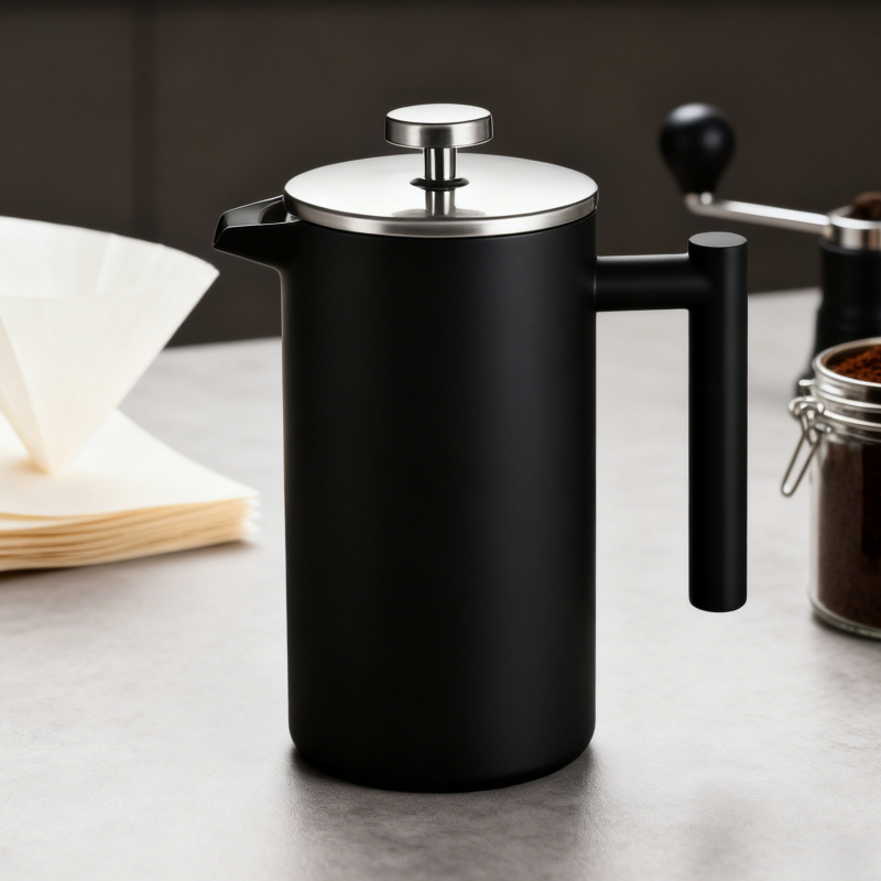 French Press Coffee Maker - 1pc 1000ml Stainless Steel Manual French