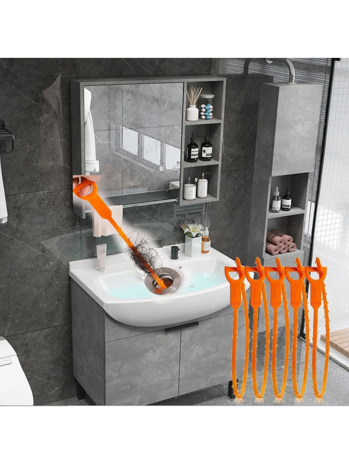 Kitchen Gadgets Set - 3-piece drain cleaning tool set, easy