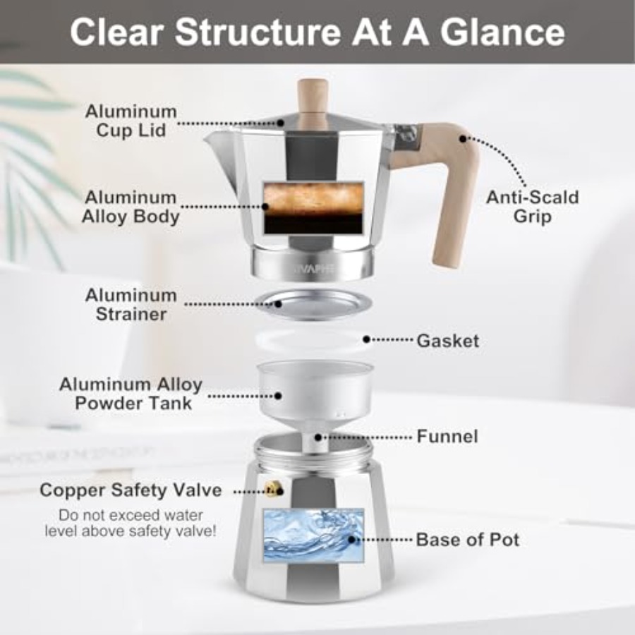 Aluminum Moka Pot Stovetop Esp - огляд і ціна French Press Coffee Maker