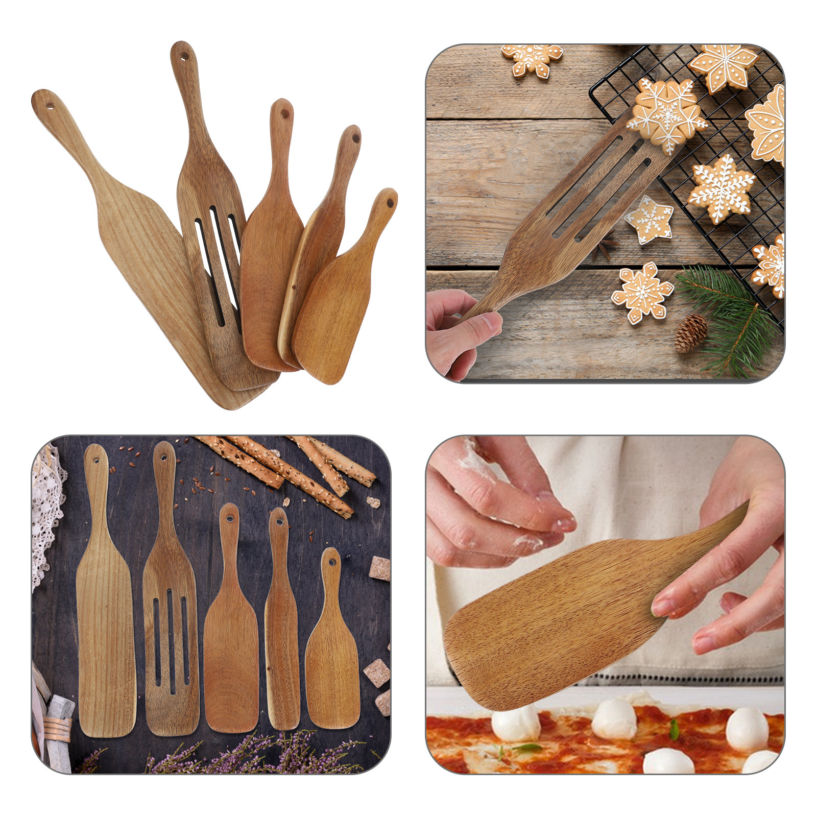 5Pcs Wooden Pizza Paddle Set N - огляд і ціна Pizza Stone Baking
