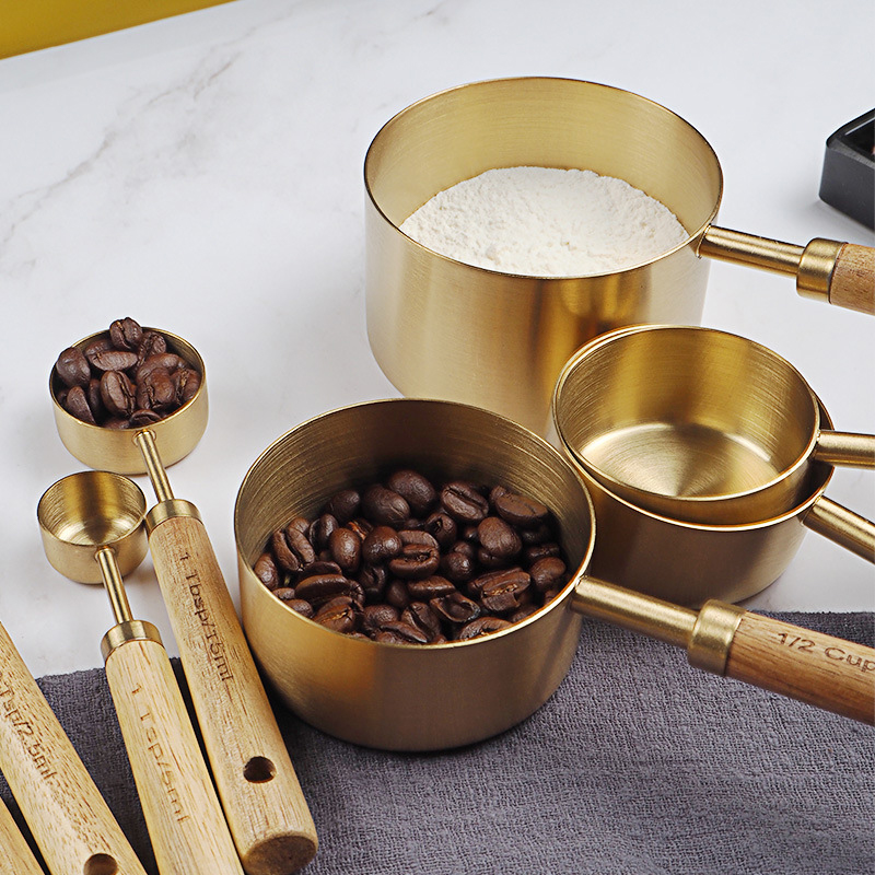 4/8pcs Wooden Gold Measuring C - огляд і ціна Kitchen Gadgets Gold
