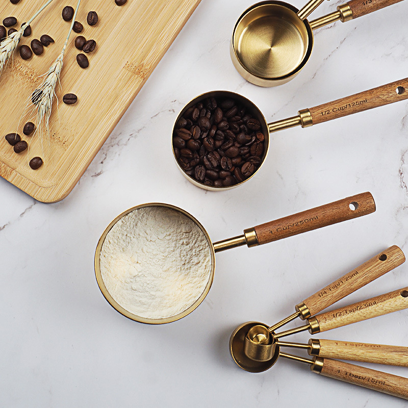 4/8pcs Wooden Gold Measuring C - огляд і ціна Kitchen Gadgets Gold