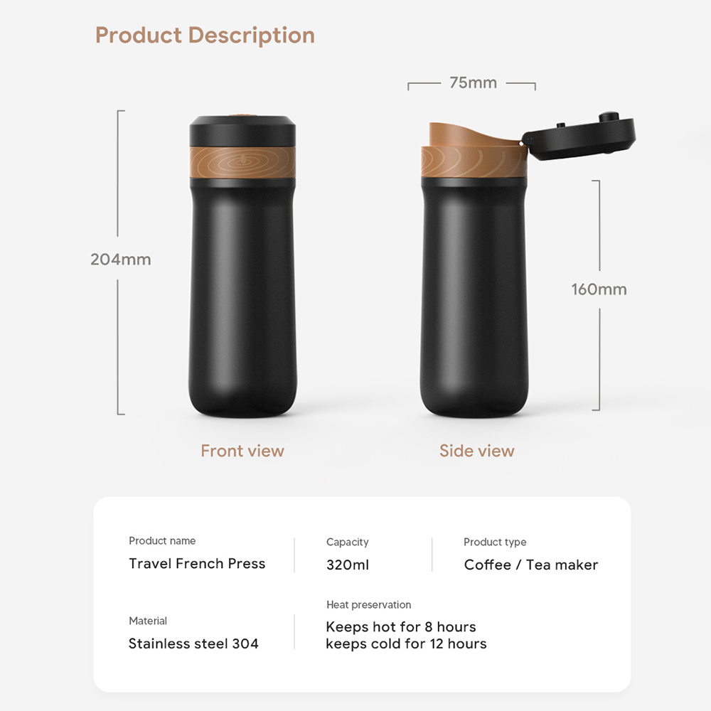 ICafilas 320ml Portable French - огляд і ціна French Press Coffee Maker