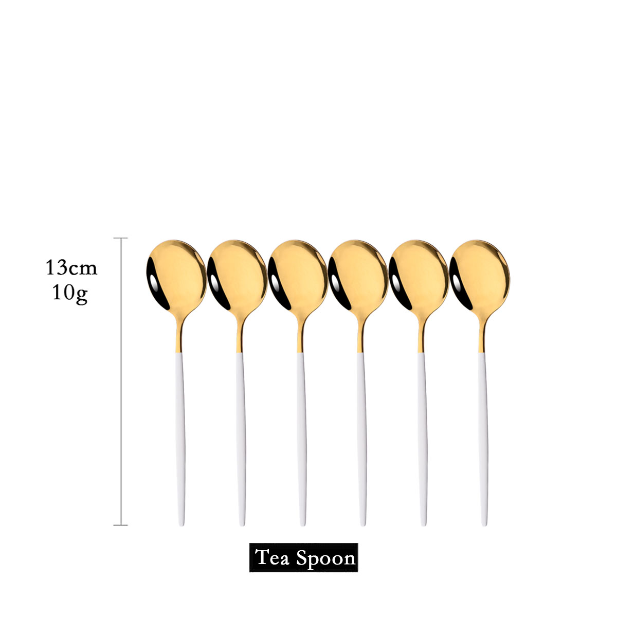 6Pcs Mirror White Gold Tea Spo - огляд і ціна Kitchen Gadgets Gold