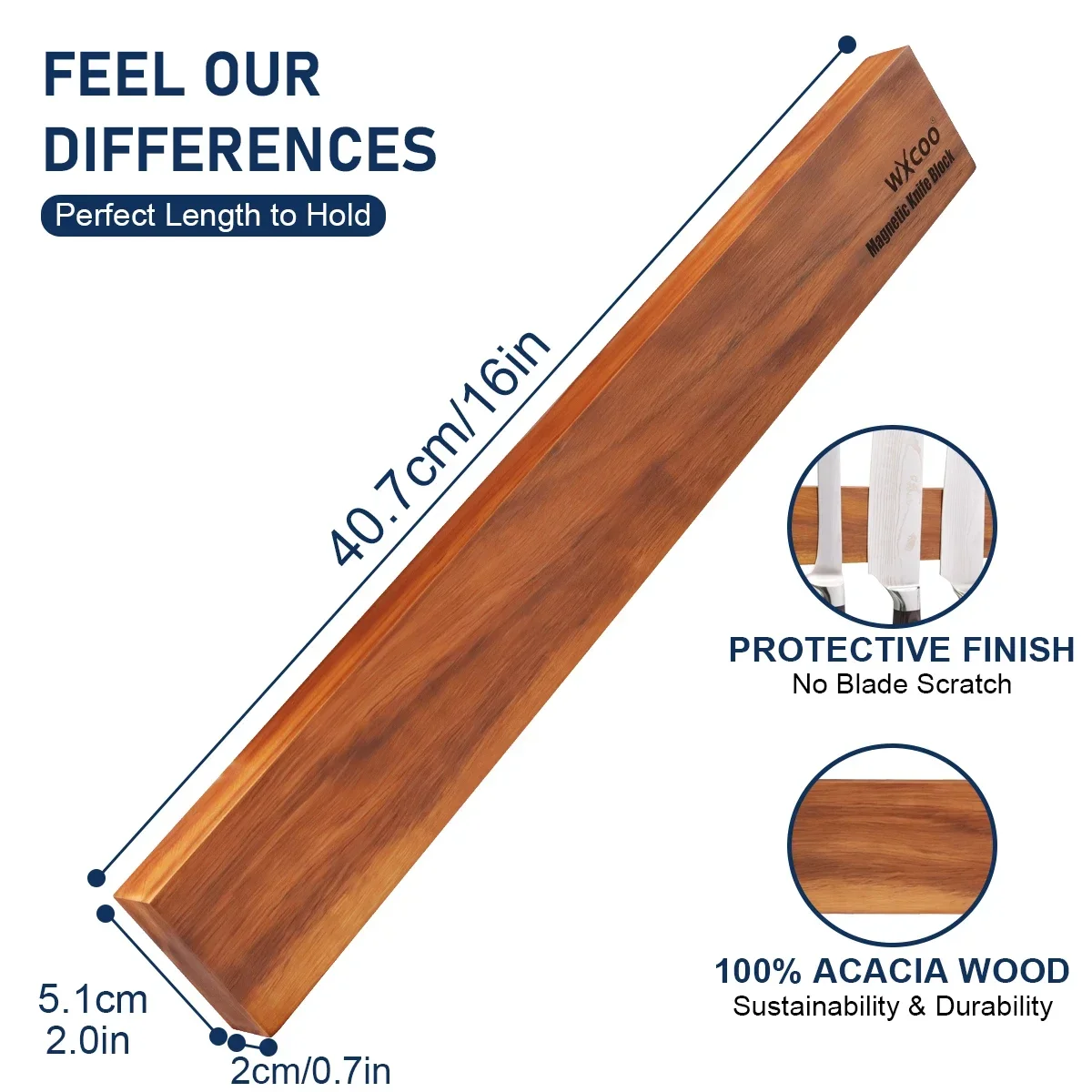 Acacia Wood Magnetic Knife Hol - огляд і ціна Magnetic Knife Strip
