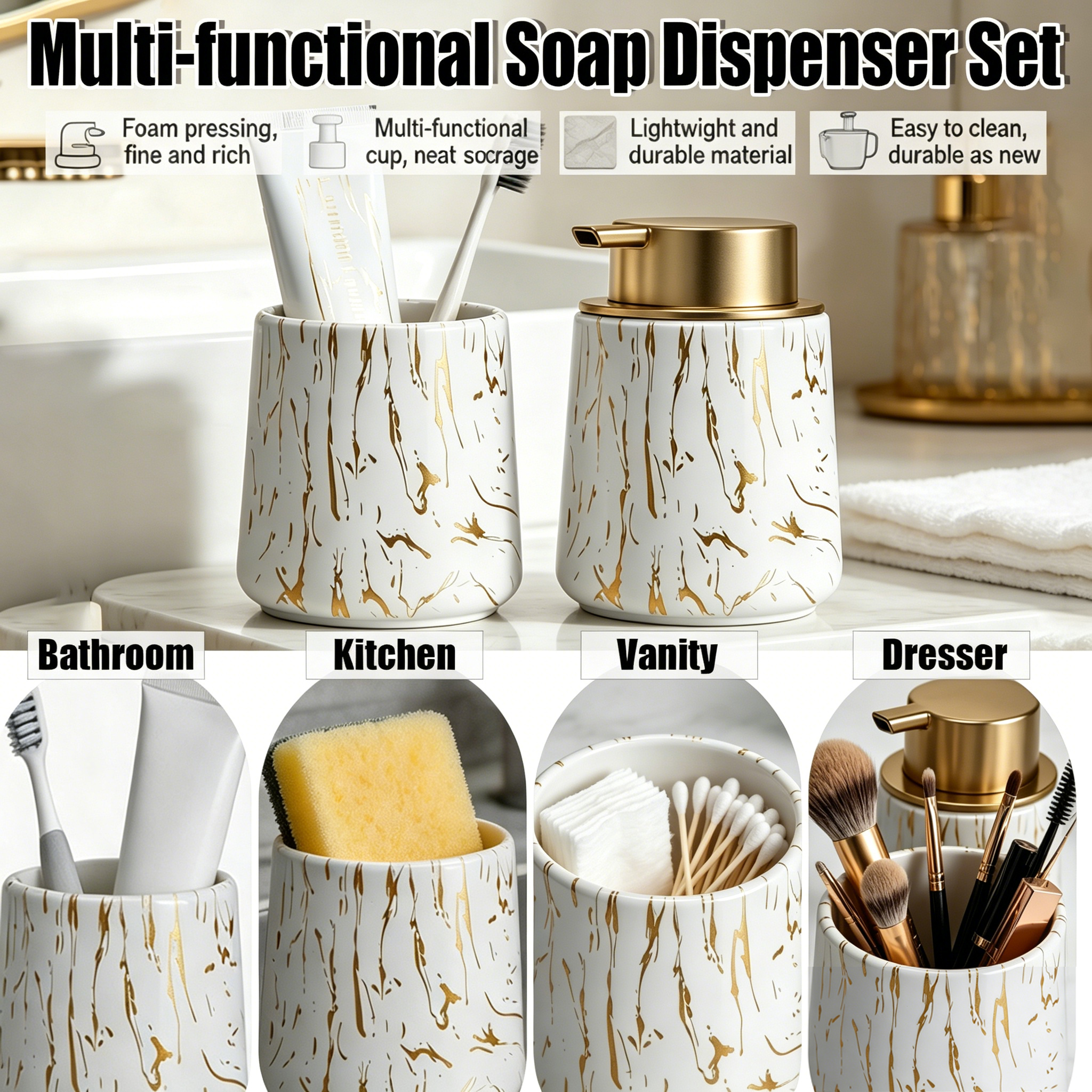 Bathroom Accessories Set - Foa - огляд і ціна Kitchen Gadgets Gold