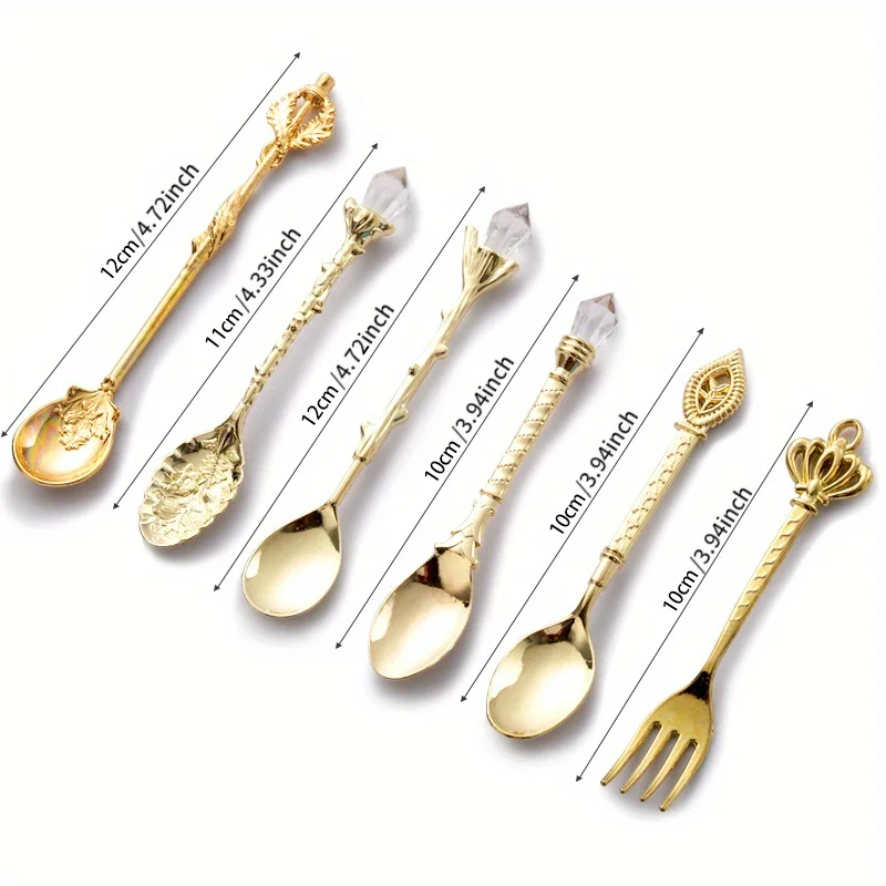 6pcs Vintage Spoons Fork Royal - огляд і ціна Kitchen Gadgets Gold