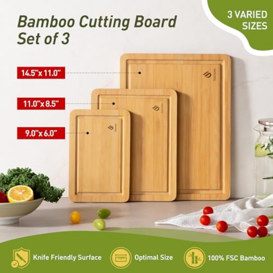 Bamboo Cutting Board Set Non S - огляд і ціна Kitchen Gadgets To Have