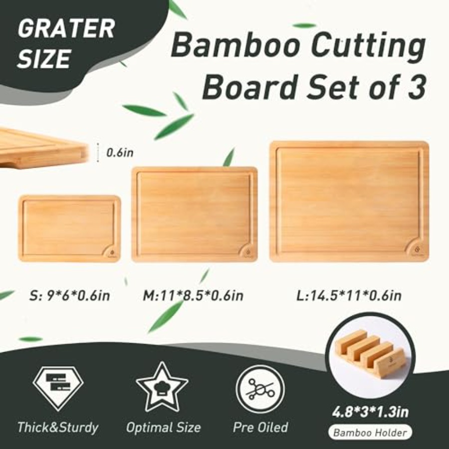 Bamboo Cutting Board Set Non S - огляд і ціна Kitchen Gadgets To Have